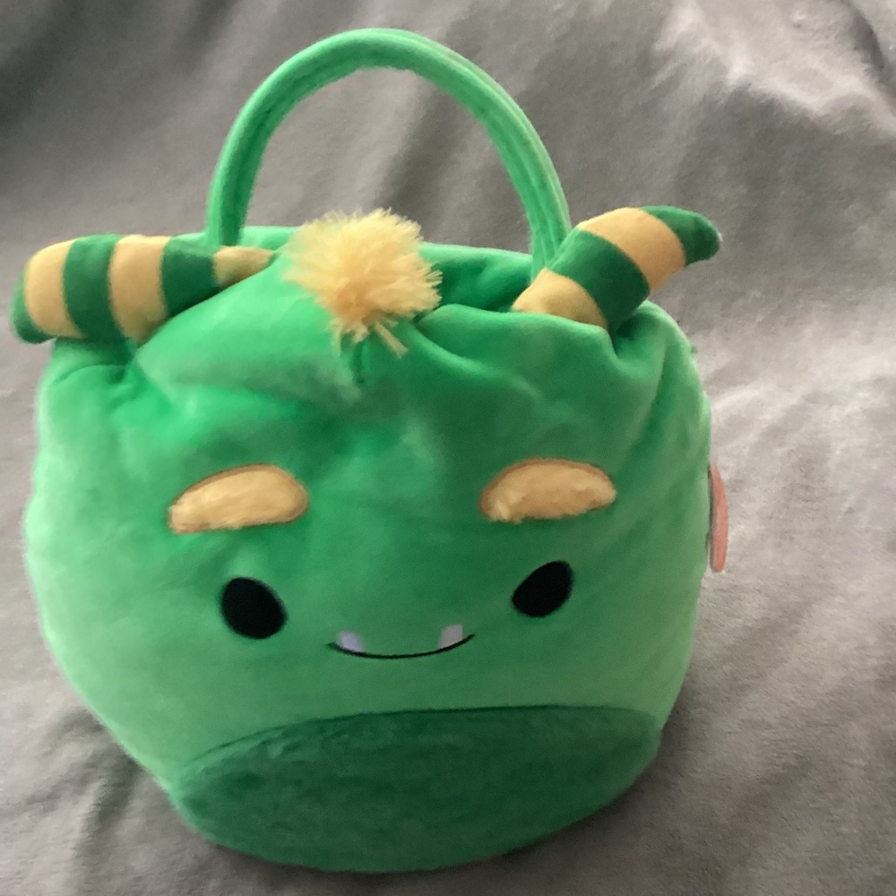 Squishmallows Callum Bag Monster Plush Halloween Treat Pail Green 15”